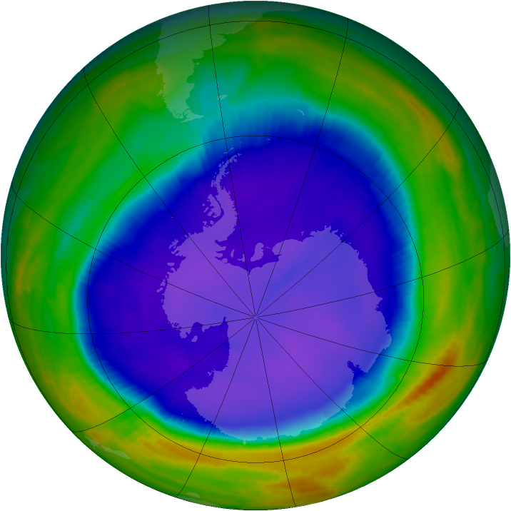 Antarctic ozone map for 21 September 1998
